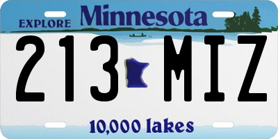 MN license plate 213MIZ