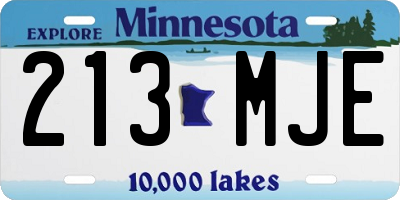 MN license plate 213MJE