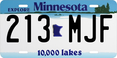 MN license plate 213MJF