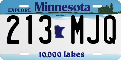 MN license plate 213MJQ