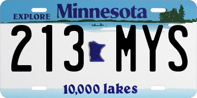 MN license plate 213MYS