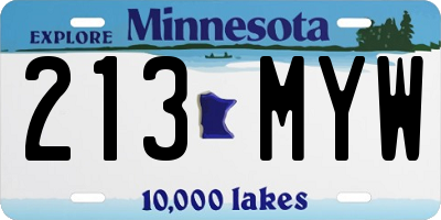 MN license plate 213MYW