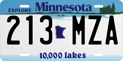 MN license plate 213MZA