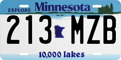 MN license plate 213MZB