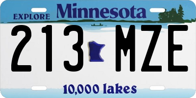 MN license plate 213MZE