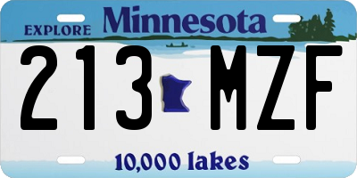 MN license plate 213MZF