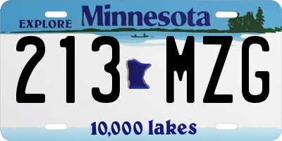 MN license plate 213MZG