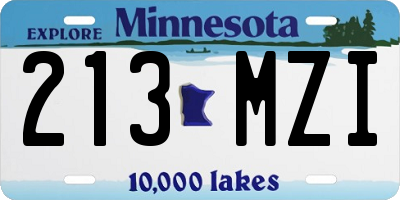 MN license plate 213MZI