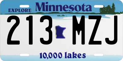 MN license plate 213MZJ