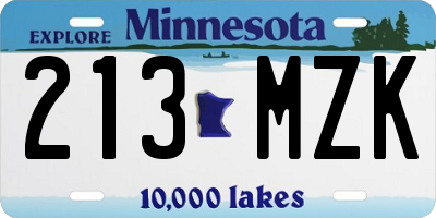 MN license plate 213MZK