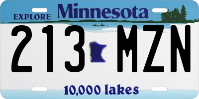 MN license plate 213MZN