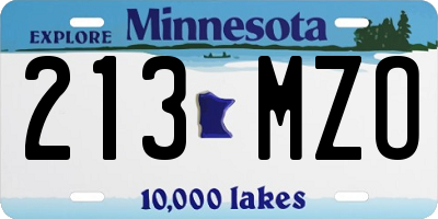 MN license plate 213MZO