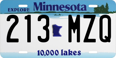MN license plate 213MZQ
