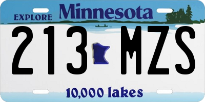 MN license plate 213MZS