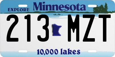 MN license plate 213MZT