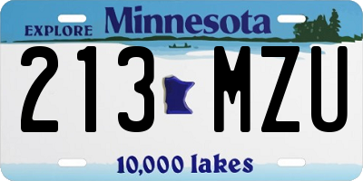 MN license plate 213MZU