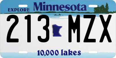 MN license plate 213MZX