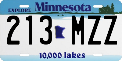 MN license plate 213MZZ