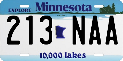 MN license plate 213NAA