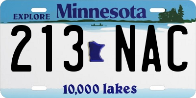 MN license plate 213NAC