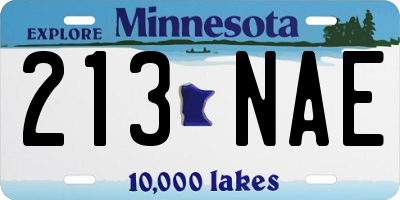 MN license plate 213NAE