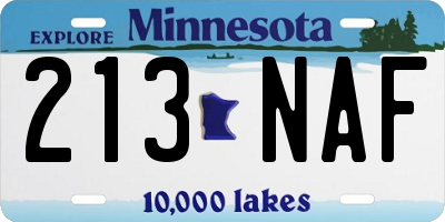 MN license plate 213NAF