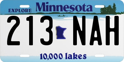 MN license plate 213NAH