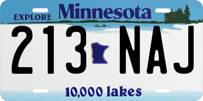 MN license plate 213NAJ