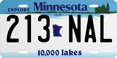 MN license plate 213NAL