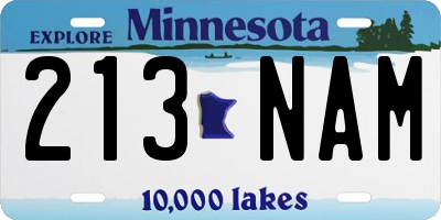 MN license plate 213NAM