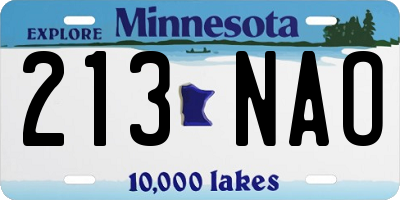MN license plate 213NAO