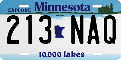 MN license plate 213NAQ
