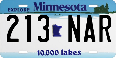 MN license plate 213NAR