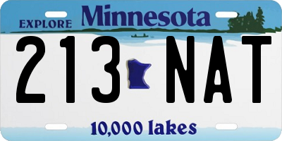 MN license plate 213NAT