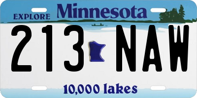 MN license plate 213NAW