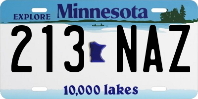 MN license plate 213NAZ