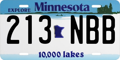 MN license plate 213NBB