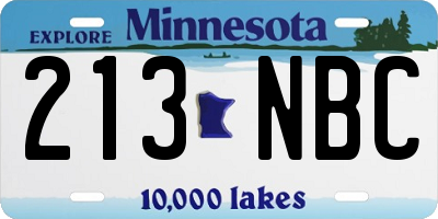 MN license plate 213NBC