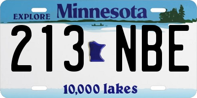 MN license plate 213NBE
