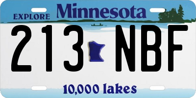 MN license plate 213NBF