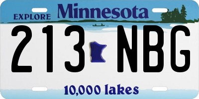 MN license plate 213NBG