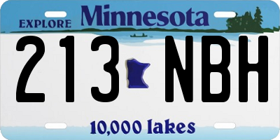 MN license plate 213NBH