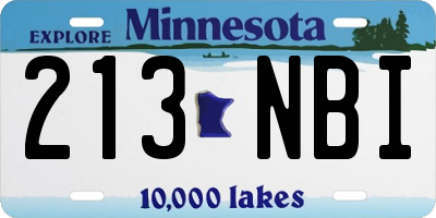 MN license plate 213NBI