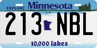 MN license plate 213NBL