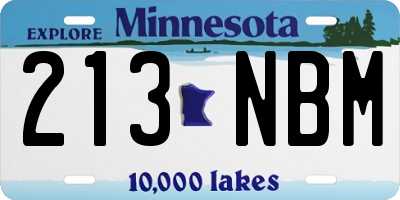 MN license plate 213NBM