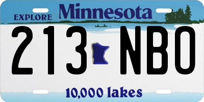 MN license plate 213NBO