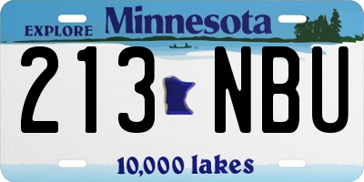 MN license plate 213NBU
