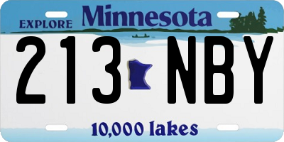 MN license plate 213NBY
