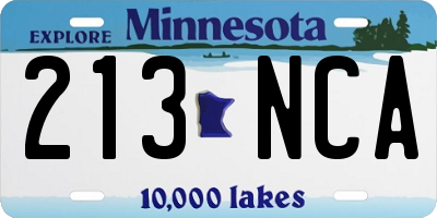 MN license plate 213NCA