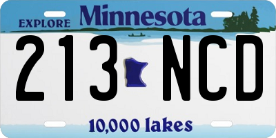 MN license plate 213NCD